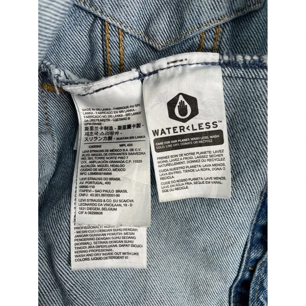 Levis Mens Denim Trucker Jacket Medium Wash Blue Cotton WaterLess Size XL - Picture 14 of 15
